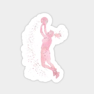 Basketball Girl Player Watercolor Blush Pink Sticker